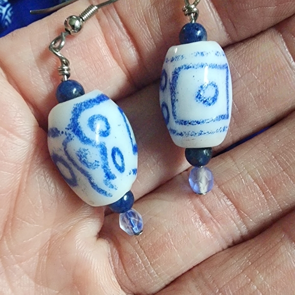 4pc Lot Handpainted Porcelain Shou Beaded Necklace,Braclet & Earrings - Picture 7 of 8